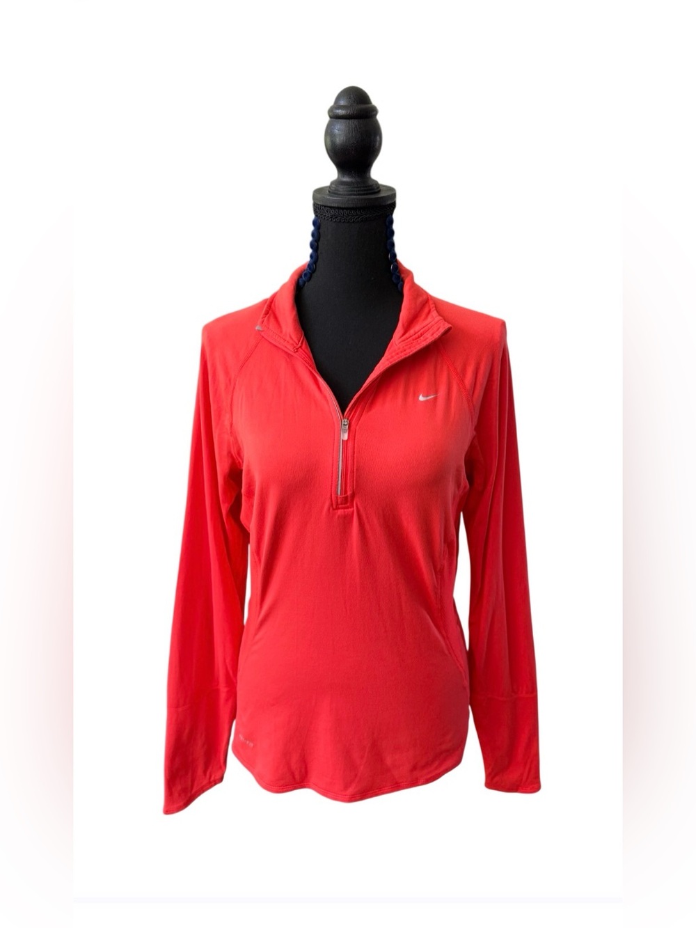 Nike Dri Fit Orange Long-Sleeve Fitted Half-Zip Performance Top with Ventilation